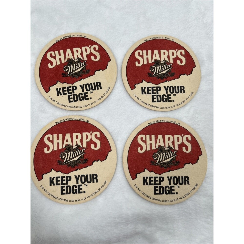 Vintage Miller’s Sharp Round Beer Coaster 4 Inch Keep Your Edge Bundle Of 4